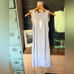 525 America Grey ruched, form fitted tank Dress